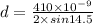 d=\frac{410\times 10^{-9}}{2\times sin 14.5}