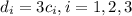 d_i=3c_i,i=1,2,3