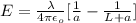 E = \frac{\lambda}{4\pi \epsilon_o }[\frac{1}{a} -\frac{1}{L+a}]