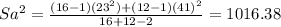 Sa^2= \frac{(16-1)(23^2)+(12-1)(41)^2}{16+12-2}= 1016.38