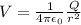 V = \frac{1}{4\pi\epsilon_0}\frac{Q}{r^2}