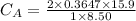 C_{A} =\frac{2 \times 0.3647 \times 15.9}{1 \times 8.50}