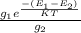 \frac{g_{1}e^{\frac{-(E_{1}-E_{2})  }{KT} }  }{g_{2}}