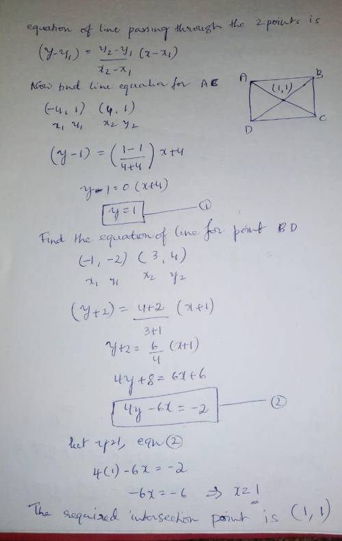 Plot four points A(-4,1), B(-1,-2), C(4,1) and D(3,4) on a rectangular.coordinate plane. Find the co