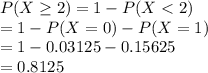 P(X\geq 2)=1-P(X