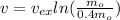 v = v_{ex} ln(\frac{m_{o}}{0.4m_{o}})