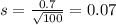 s = \frac{0.7}{\sqrt{100}} = 0.07