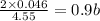 \frac{2\times 0.046}{4.55}=0.9b