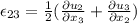 \epsilon_{23}=\frac{1}{2}(\frac{\partial u_2}{\partial x_3} +\frac{\partial u_3}{\partial x_2} )