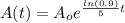 A(t) = A_o e^{\frac{ln(0.9)}{5} t}