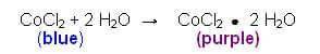 Cobalt chloride Select one:  a. Forms a single hydrate which may be pink or blue  b. Is colorless in