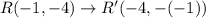 R(-1,-4)\rightarrow R'(-4,-(-1))