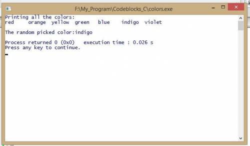 Program 4 - Pick color Class Create a class that randomly pick a color from an array of colors: stri