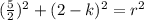 (\frac{5}{2})^2+(2-k)^2=r^2