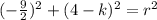 (-\frac{9}{2})^2+(4-k)^2=r^2