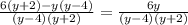 \frac{6(y+2)-y(y-4)}{(y-4)(y+2)}=\frac{6 y}{(y-4)(y+2)}