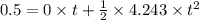 0.5=0\times t+\frac{1}{2}\times 4.243\times t^2