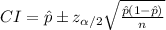 CI=\hat p\pm z_{ \alpha /2}\sqrt{\frac{\hat p(1-\hat p)}{n} }