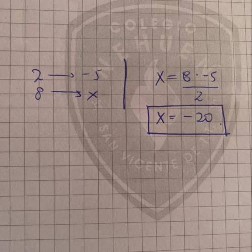 If y=-5 when x=2,find y when x=8