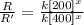\frac{R}{R'}=\frac{k[200]^x}{k[400]^x}