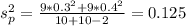 s^2_p = \frac{9*0.3^2 +9*0.4^2}{10+10-2}=0.125