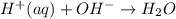 H^+ (aq) +OH^- \rightarrow H_2 O