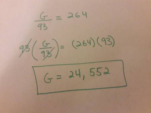 G divided by 93 is 264