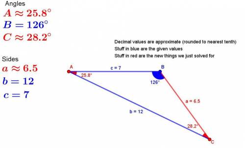The given measurements may or may not determine a triangle. If not, then state that no triangle is f