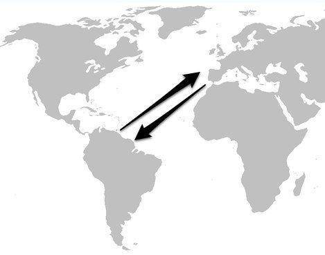 What would be the best title for this map A.) The Industral age B.) The Columbian exchange C.) The p