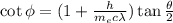 \cot\phi = (1+\frac{h}{m_{e}c\lambda  })\tan\frac{\theta }{2}