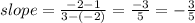 slope =  \frac{- 2 - 1}{3 - ( - 2)}  =  \frac{ - 3}{5}  =  -  \frac{3}{5}  \\