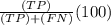 \frac{(TP)}{(TP)+(FN)} (100)