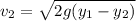 v_2=\sqrt{2g(y_1-y_2)}
