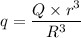 q=\dfrac{Q\times r^3}{R^3}
