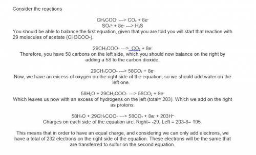 Below are the half reactions for sulfate reduction using acetate as a source of electrons, energy, a