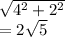\sqrt{4^2+2^2} \\=2\sqrt{5}