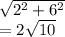 \sqrt{2^2+6^2} \\=2\sqrt{10}