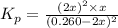 K_p=\frac{(2x)^2\times x}{(0.260-2x)^2}