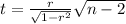 t=\frac{r}{\sqrt{1-r^2}} \sqrt{n-2}