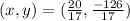 ( x, y)= ( \frac{20}{17} , \frac{-126}{17}  )