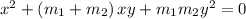 x^{2}+\left(m_{1}+m_{2}\right) x y+m_{1} m_{2} y^{2}=0
