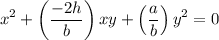 $x^{2}+\left(\frac{-2 h}{b}\right) x y+\left(\frac{a}{b}\right) y^{2}=0