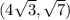 (4\sqrt{3},\sqrt{7})