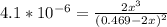 4.1*10^{-6}=\frac{2x^3}{(0.469-2x)^2}
