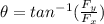 \theta=tan^{-1}(\frac{F_y}{F_x})