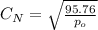 C_N= \sqrt{\frac {95.76}{p_o}}