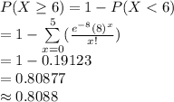 P(X\geq 6)=1-P(X