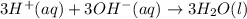 3H^{+}(aq)+3OH^{-}(aq)\rightarrow 3H_2O(l)