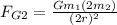 F_{G2} =\frac{Gm_1(2m_2)}{(2r)^2}