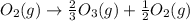 O_2(g)\rightarrow \frac{2}{3}O_3(g)+\frac{1}{2}O_2(g)